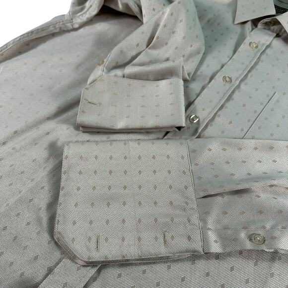 Henri Picard Mens Dress Shirt French Cuffs Mens 17 1/2 34/35 Tan Patterned Shirt - Picture 10 of 16